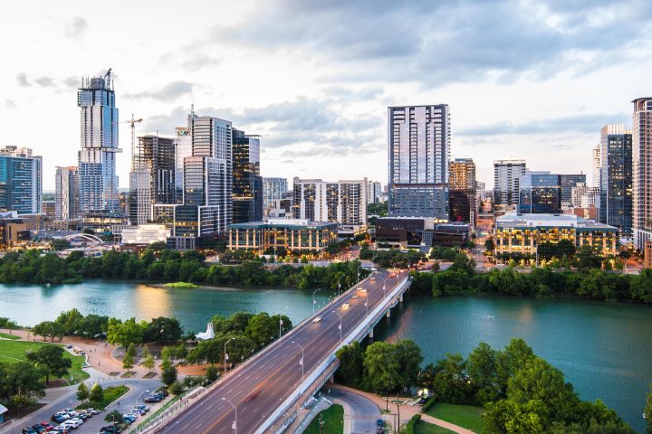 a view of Austin Texas on the Colorado River
